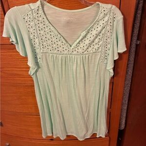 Merona Mint Green Eyelet Women's Blouse